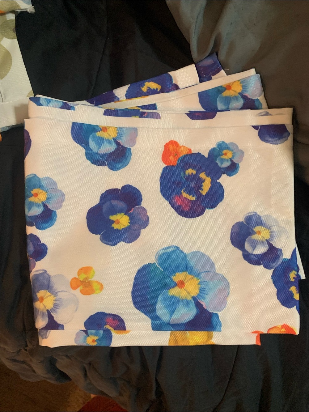 Floral Blue Pansy Table Runner - White Background